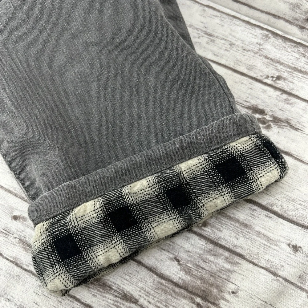 Eddie Bauer Boyfriend Jeans Women T10 Gray Mid Rise Flannel Lined Tall Relaxed